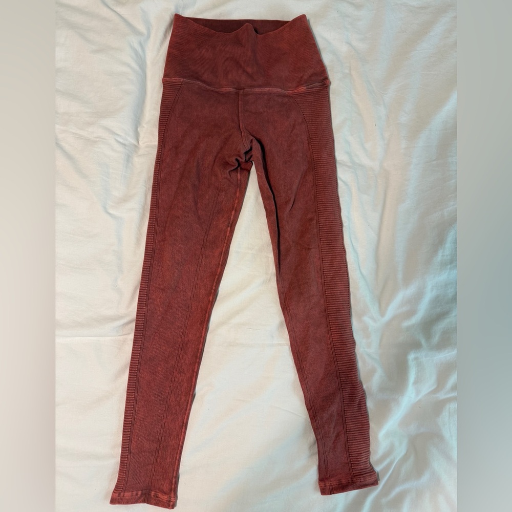 avocado Ribbed High-Waist Leggings in Washed Pink color